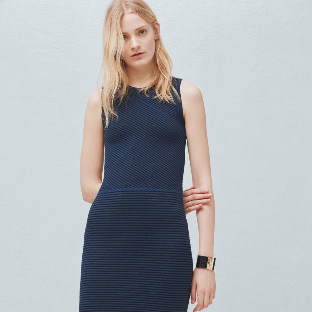 Mango striped fitted dress